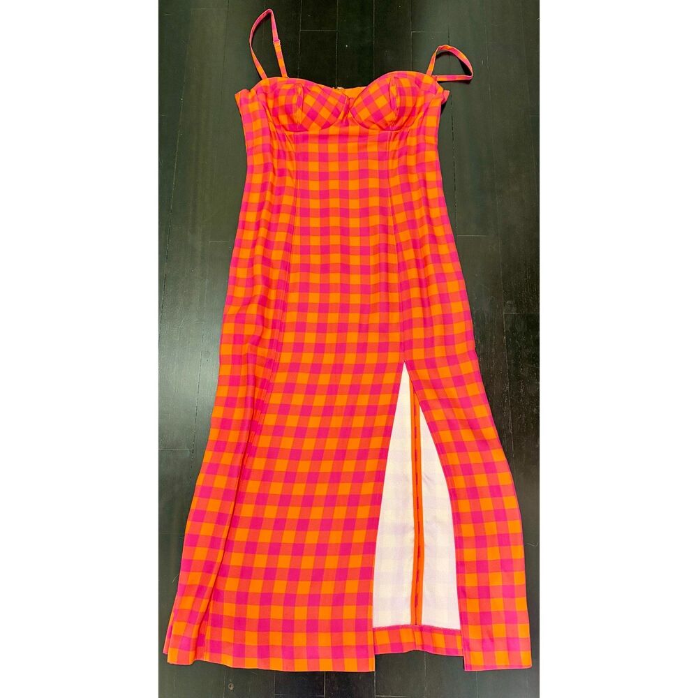 JCrew NWT pink and orange gingham bustier dress